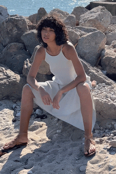 arkitaip Maxi Dresses The Trude Linen Slip Dress in mint