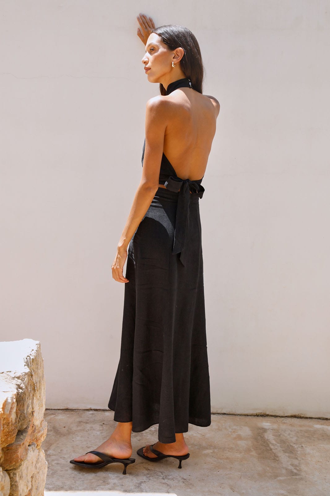 The Arabella Bias-Cut Maxi Skirt in black