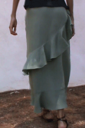 arkitaip Skirts The Carrie Ruffled Maxi Skirt in olive green