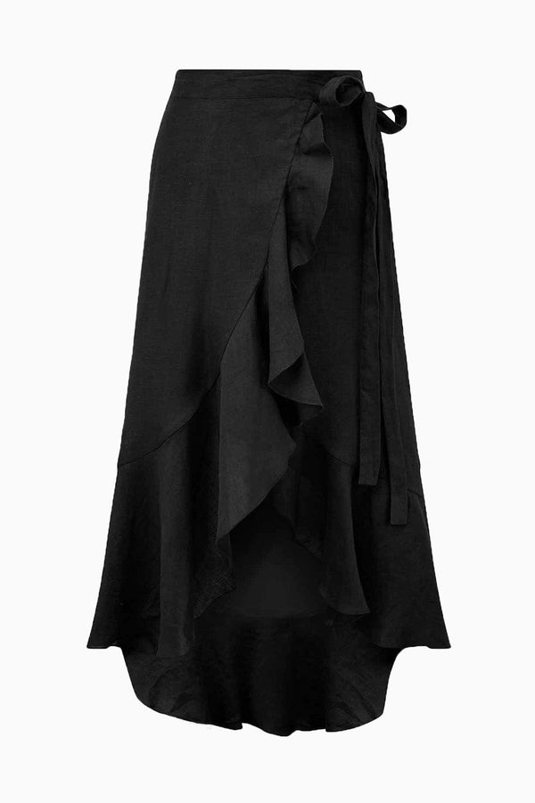 arkitaip Skirts The Catalina Linen Wrap Skirt in black