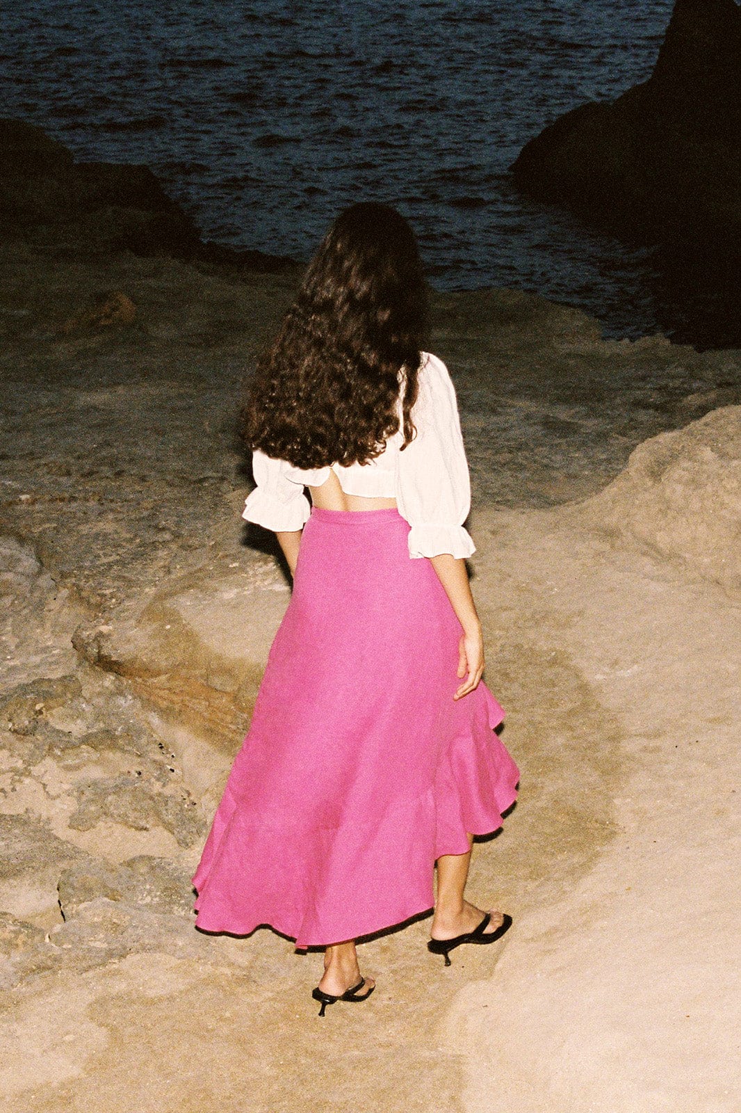 arkitaip Skirts The Catalina Linen Wrap Skirt in hot pink