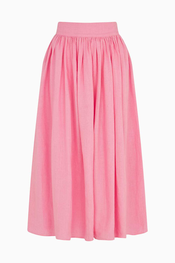 arkitaip Skirts The Paulina Midi Skirt in bubblegum pink