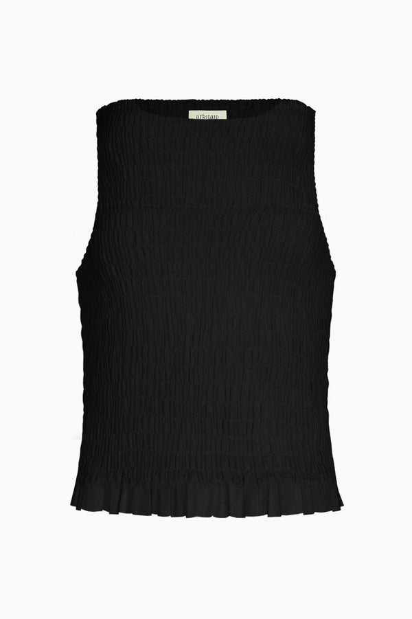 arkitaip The Aya Smocked Tank Top in black