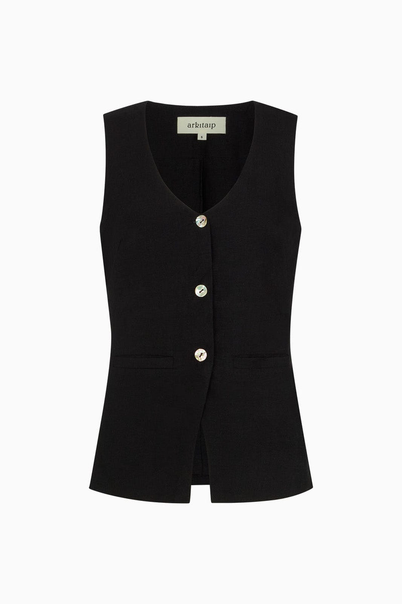 arkitaip The Rosalie Buttoned Vest in black