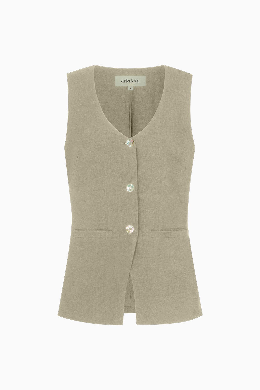 arkitaip The Rosalie Buttoned Vest in oatmeal