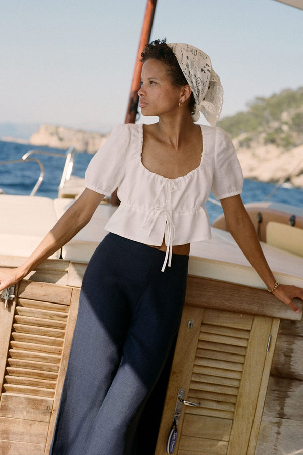 arkitaip Tops The Elodie Cropped Blouse in white