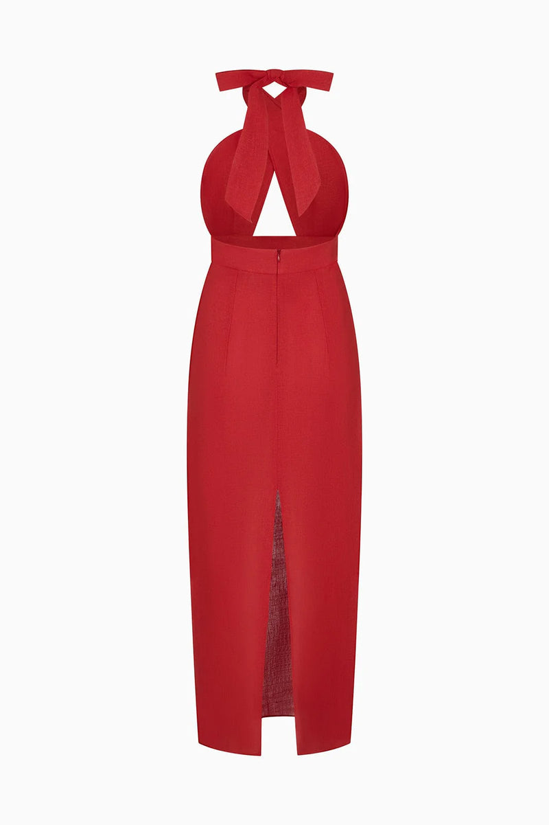 arkitaip Tops The Margot Criss-Cross Halterneck Dress in red