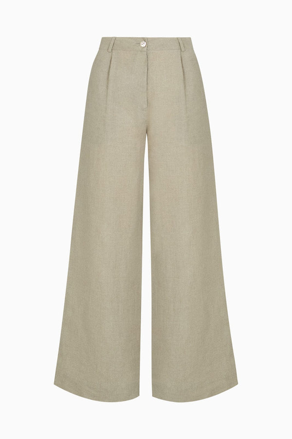 arkitaip Trousers The Willow Wide-Leg Pleated Linen Trousers in oatmeal