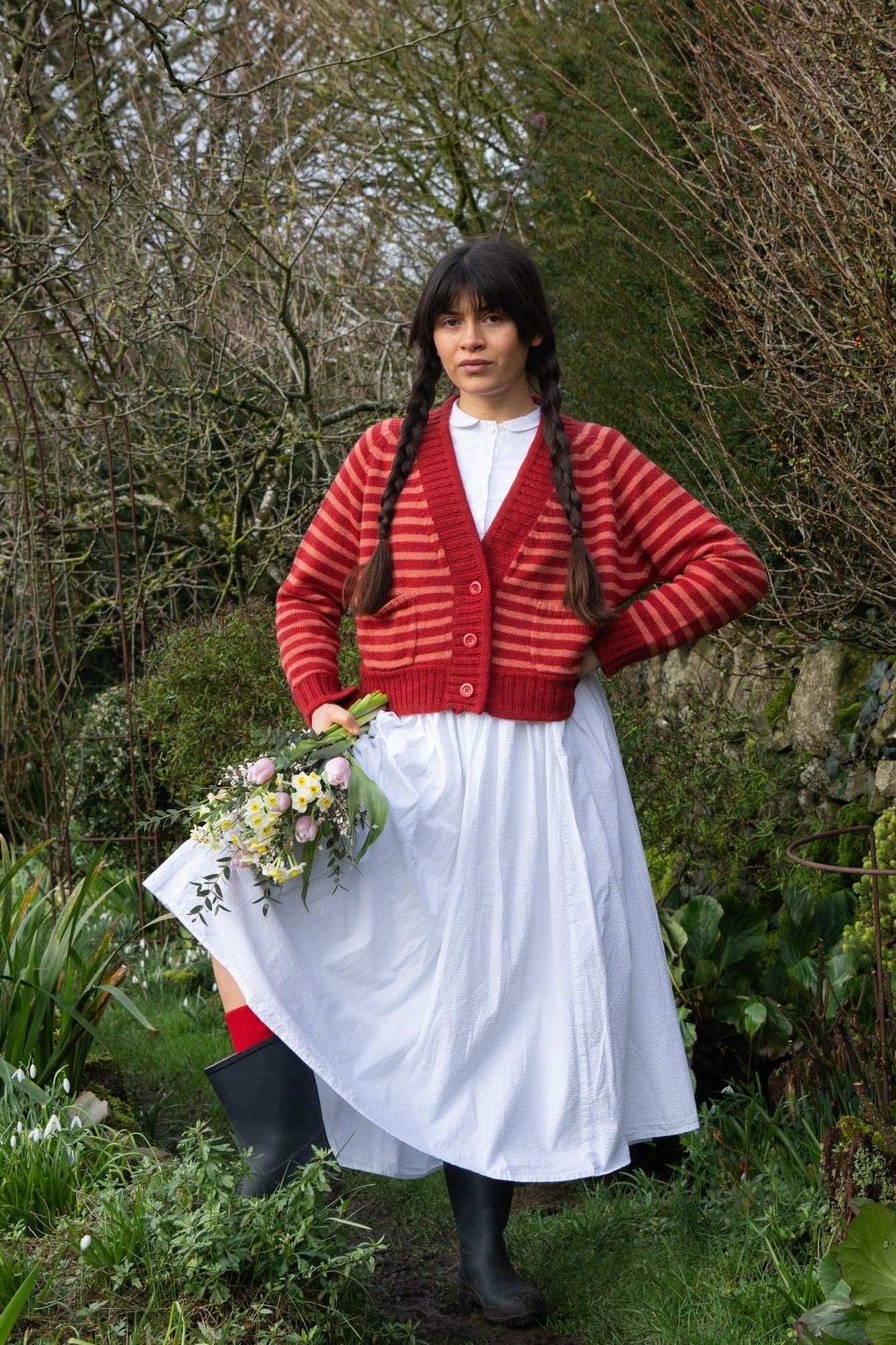 Ingleton Crop Cardigan in Jam & Shrimp