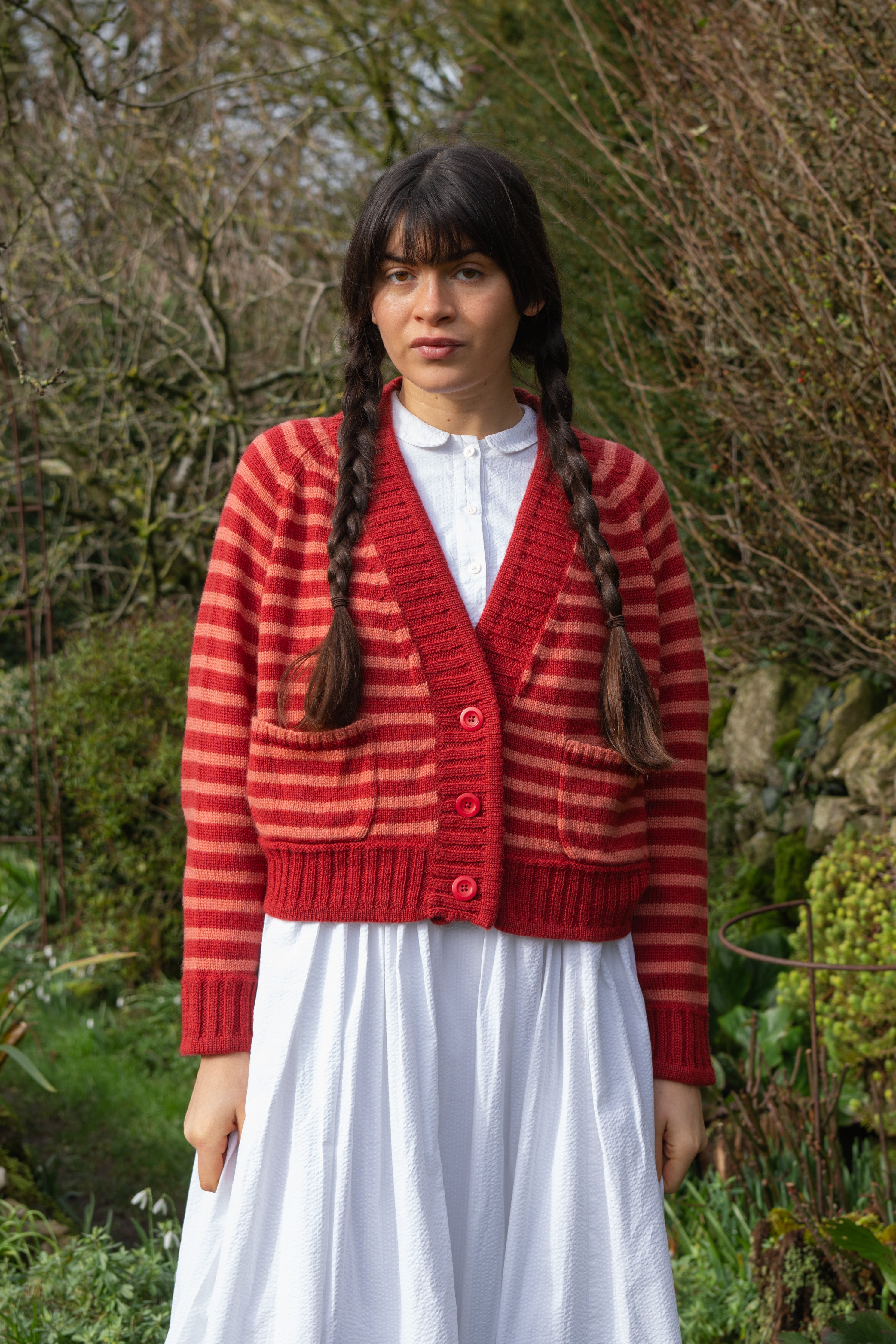 Ingleton Crop Cardigan in Jam & Shrimp