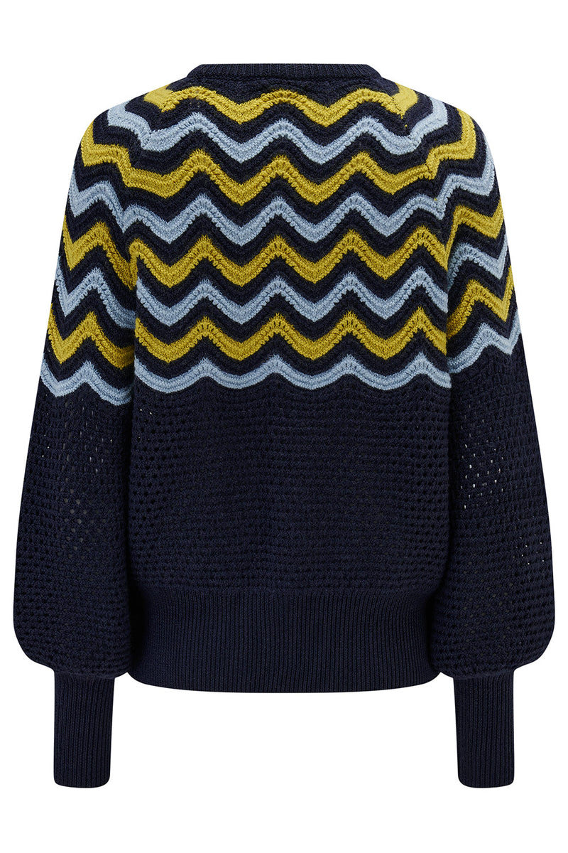 Bennie Wool Cardigan in Navy
