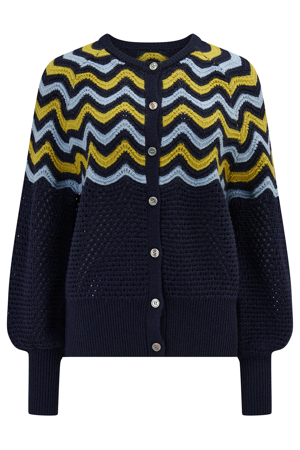 Bennie Wool Cardigan in Navy
