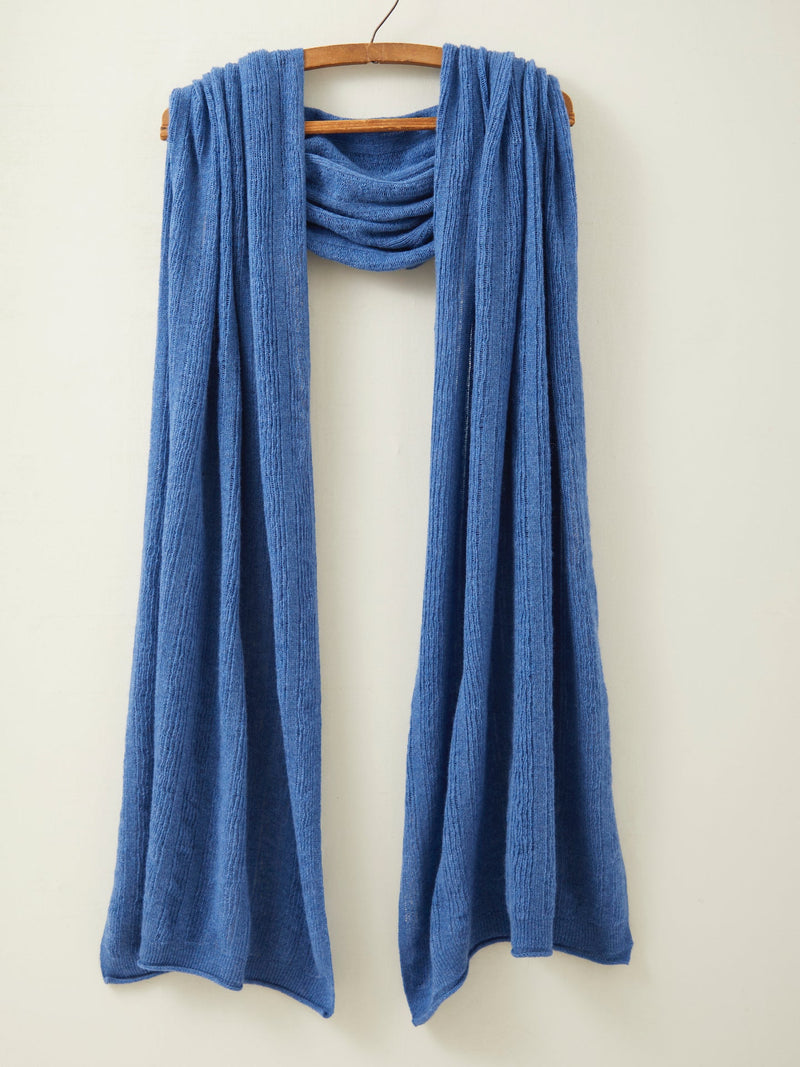 Fine Merino Lambswool Brant Wrap in Denim