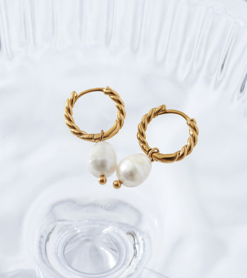 Gold Rope and Pearl Hoops