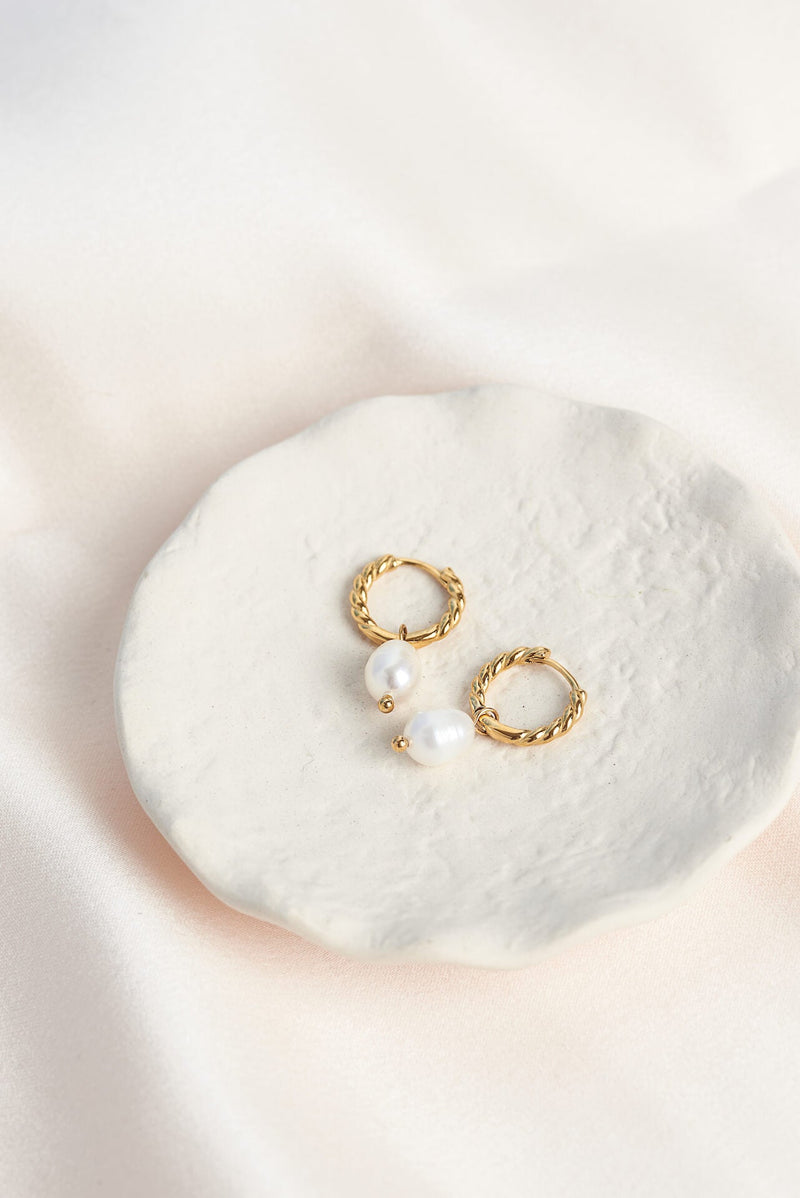 Gold Rope and Pearl Hoops