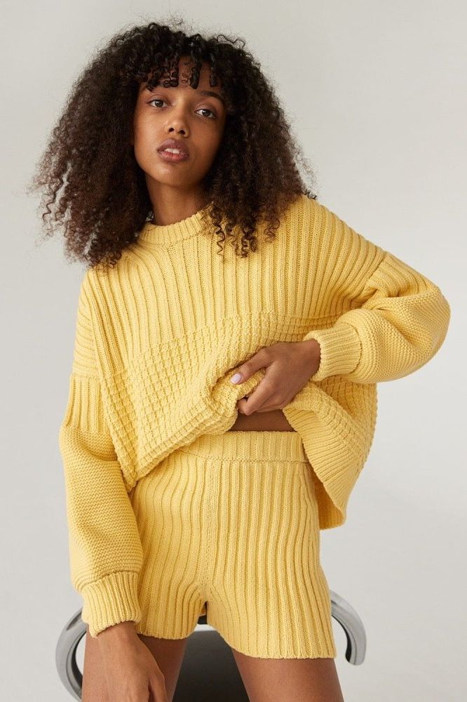 Delčia: Lemon Cotton Sweater & Shorts Set