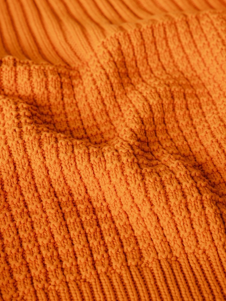 Delčia: Orange Cotton Sweater & Shorts Set