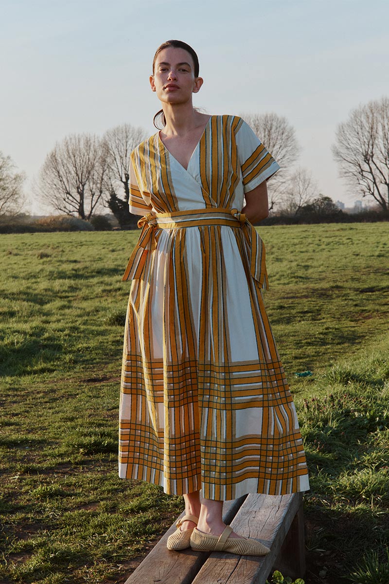 Alana Hand-Woodblock Stripe Dress