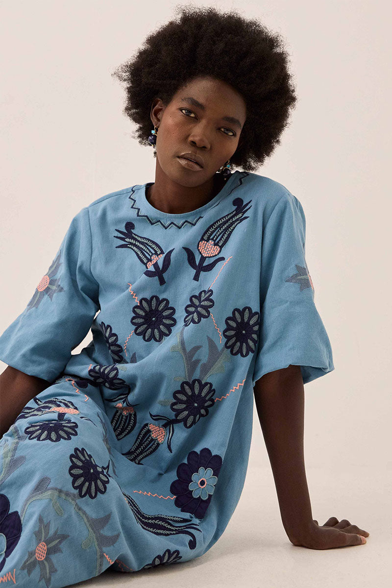 Anyar Applique Placement Embroidery Dress