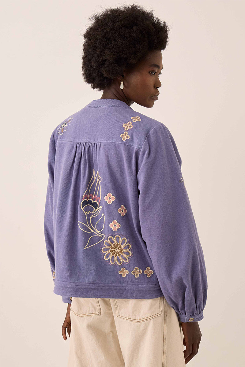 Anyar Botanical Embroidered Cotton Twill Jacket