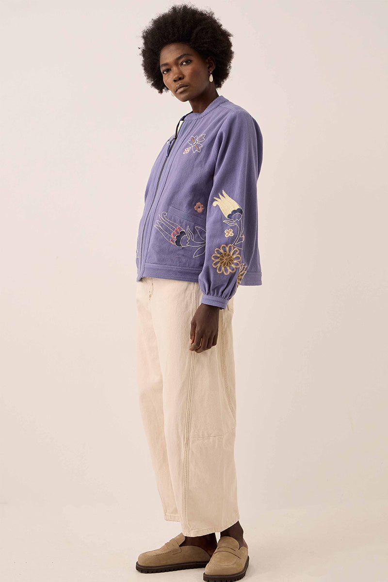 Anyar Botanical Embroidered Cotton Twill Jacket