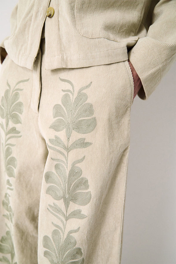 Astrid Cord Embroidered Trouser