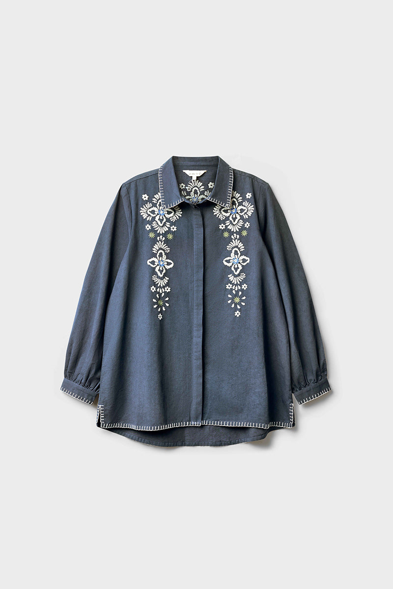Cora Floral Embroidered Cotton Shirt