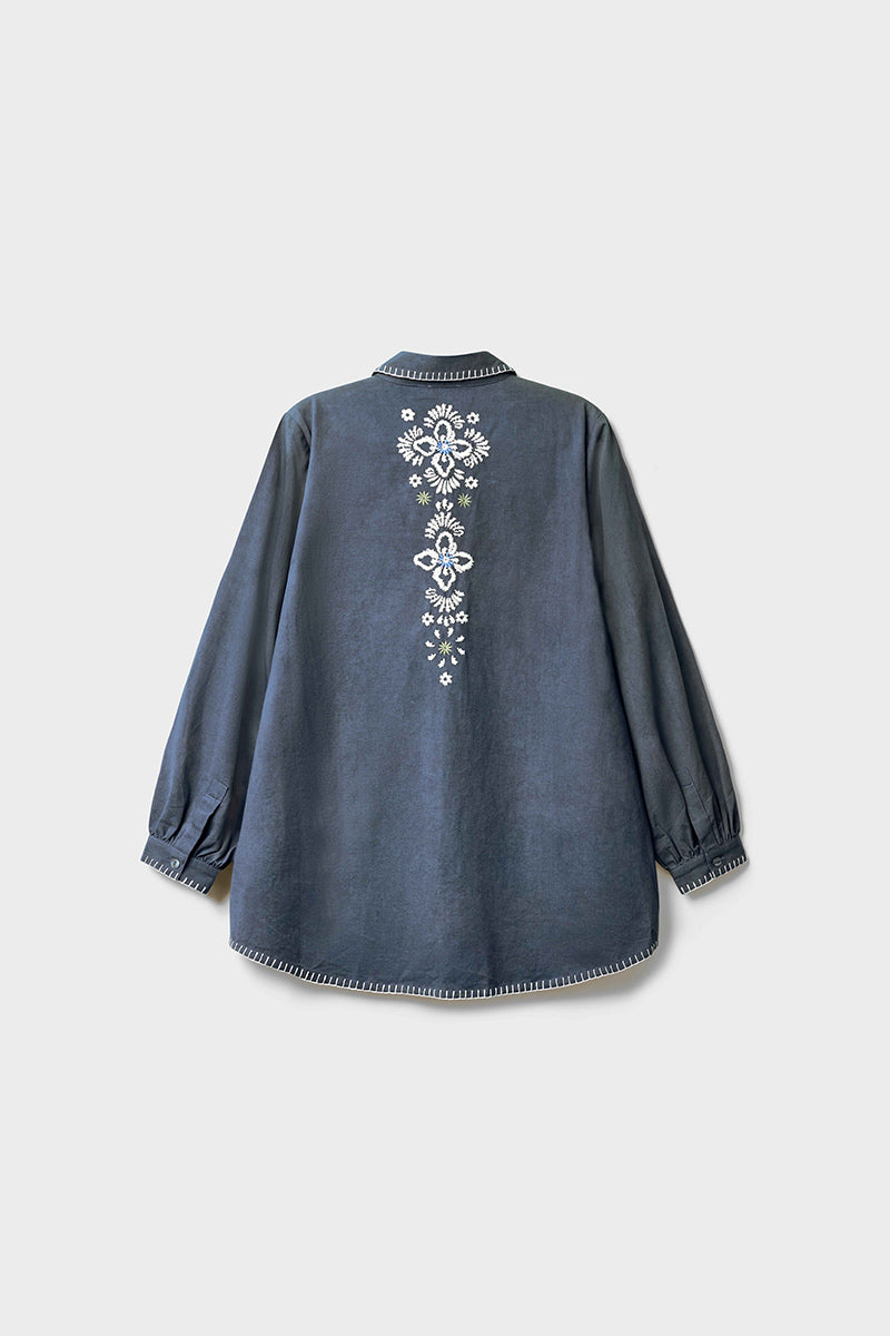 Cora Floral Embroidered Cotton Shirt