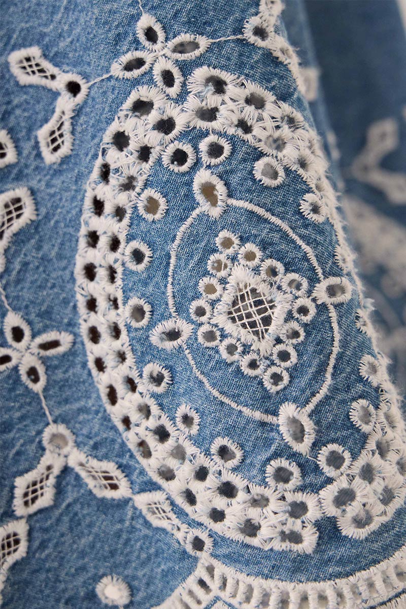 Coralie Denim Broderie Skirt