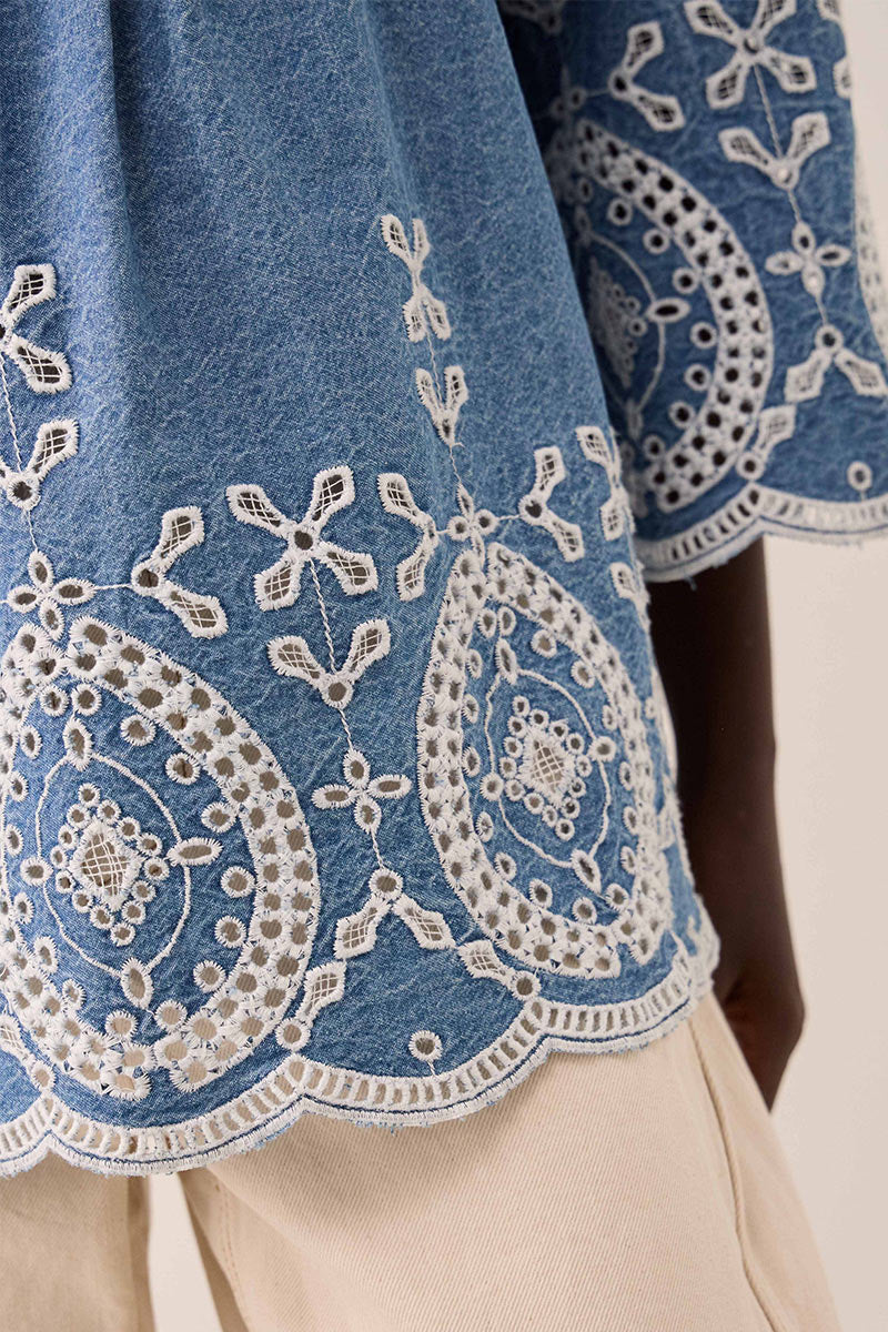 Coralie Denim Broderie Shirt