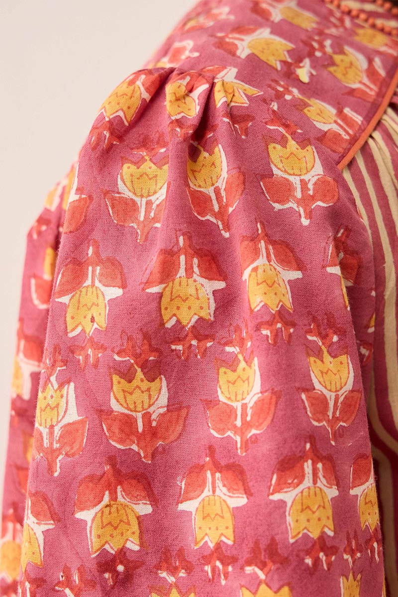 Devyn Hand Block Print Cotton Top