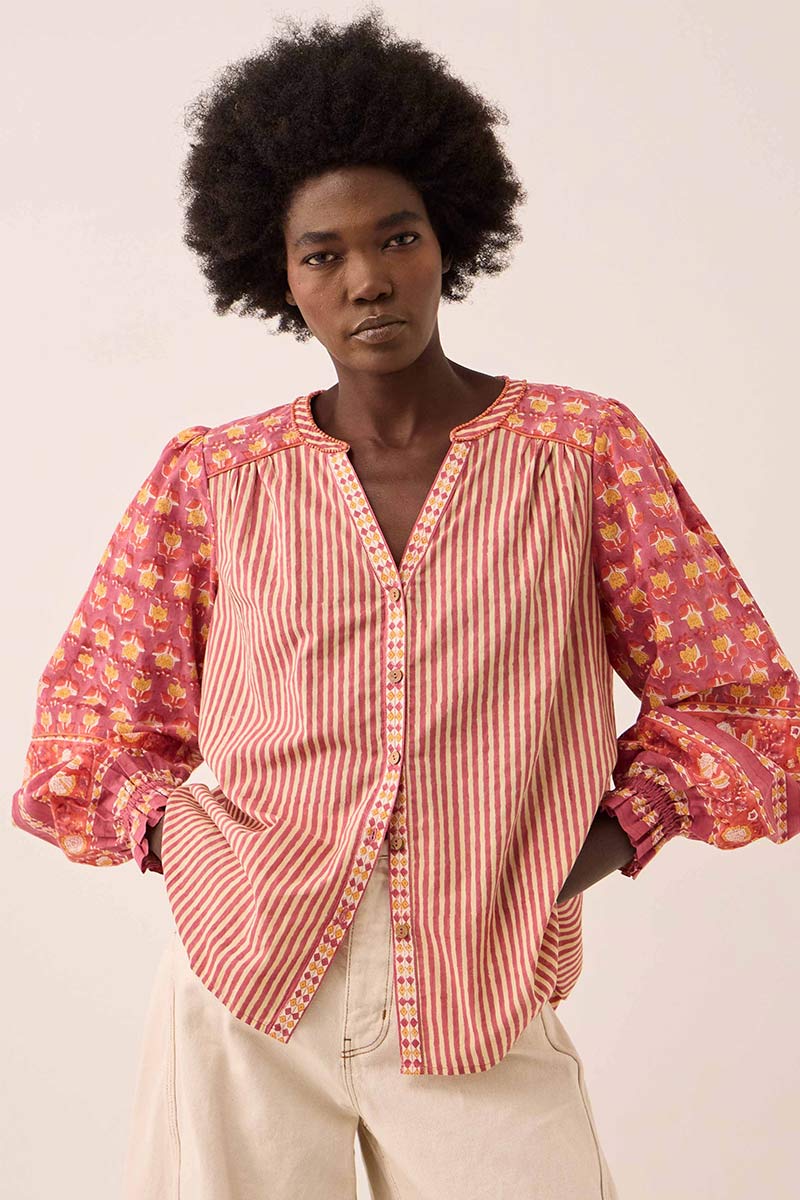 Devyn Hand Block Print Cotton Top