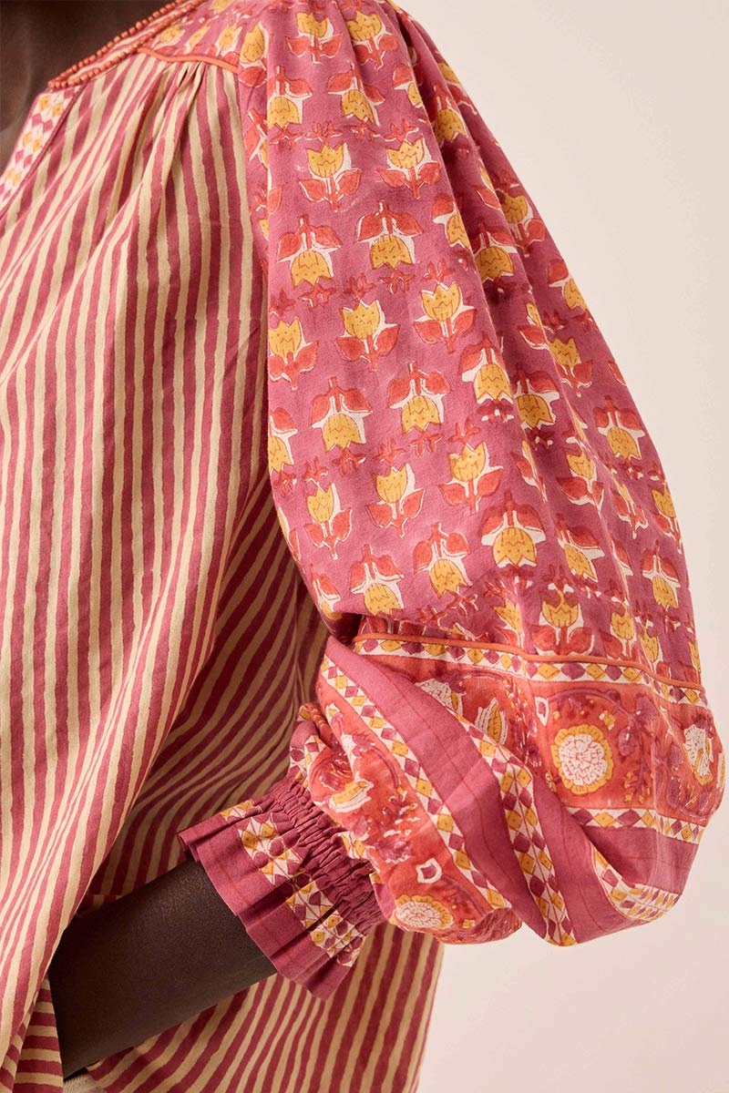 Devyn Hand Block Print Cotton Top