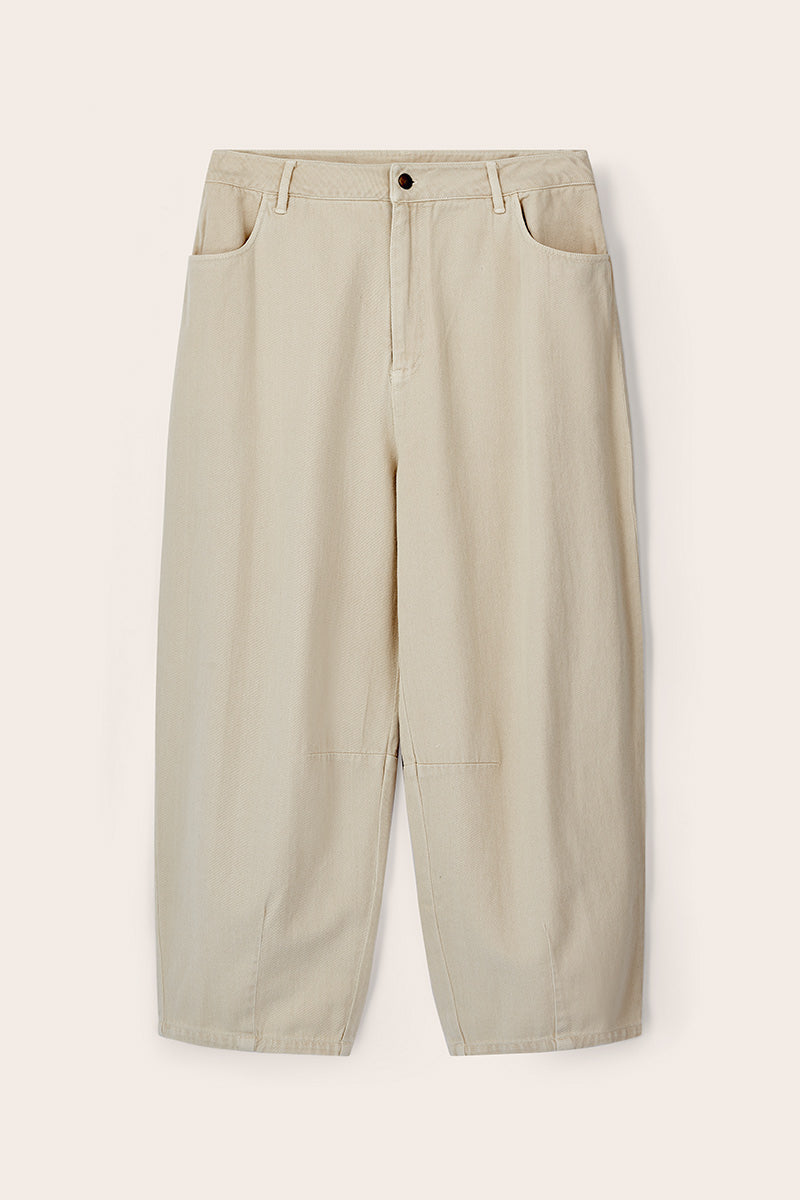 Elodie Cotton Twill Barrel Leg Trousers