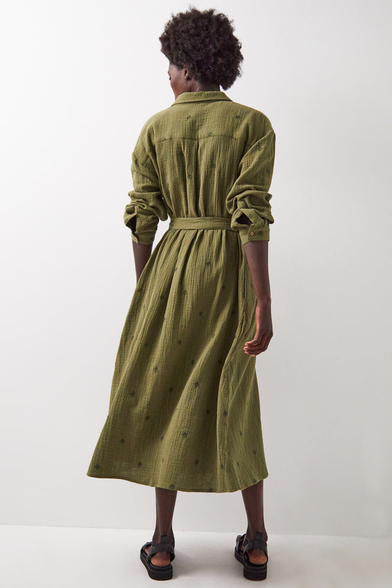 Evaline Cotton Dress Khaki