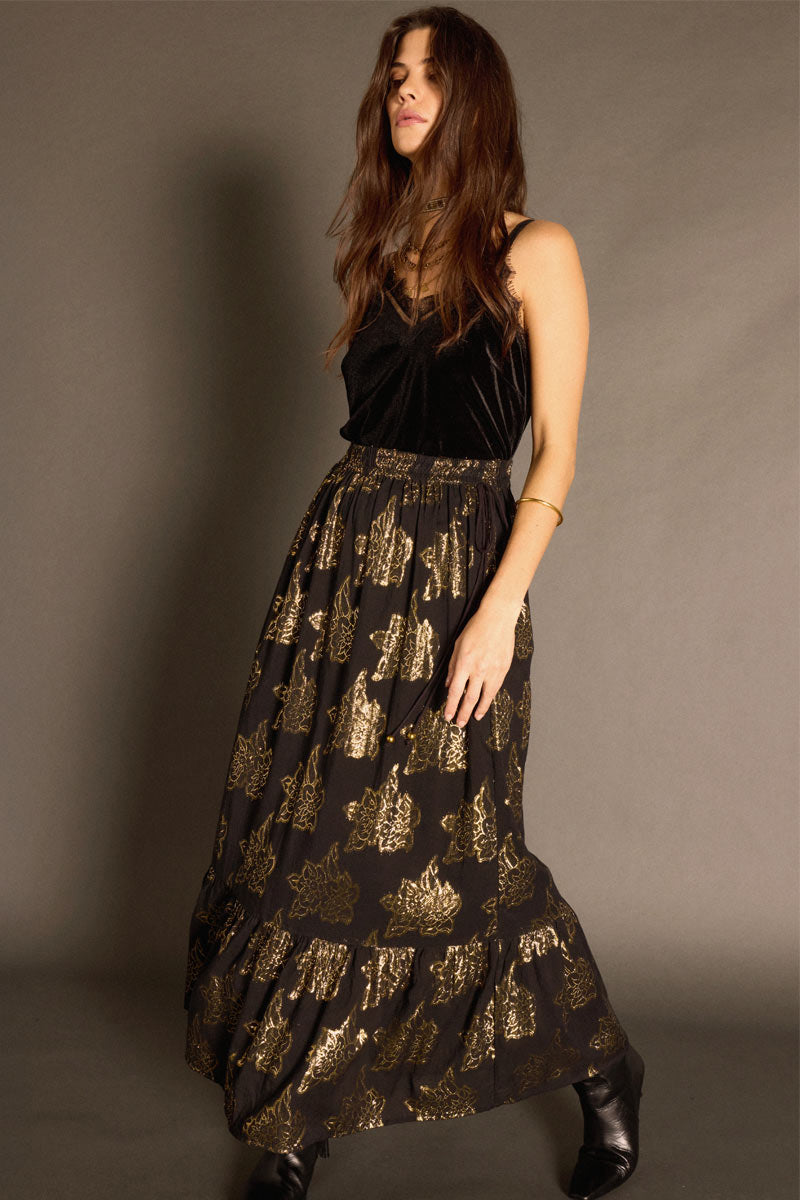 Gwen Gold Jacquard Skirt