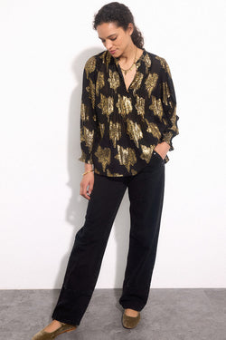 Gwen Gold Jacquard Top