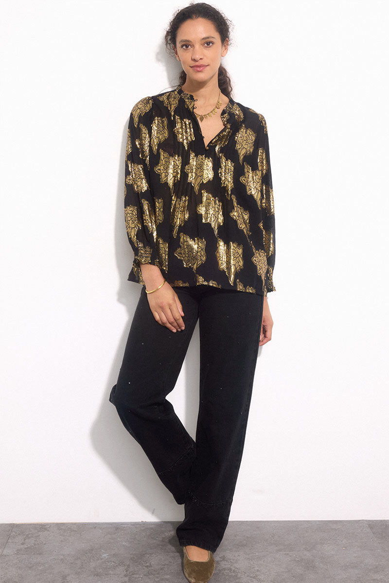 Gwen Gold Jacquard Top