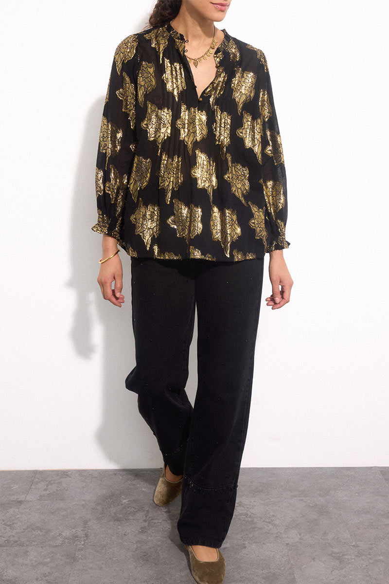 Gwen Gold Jacquard Top