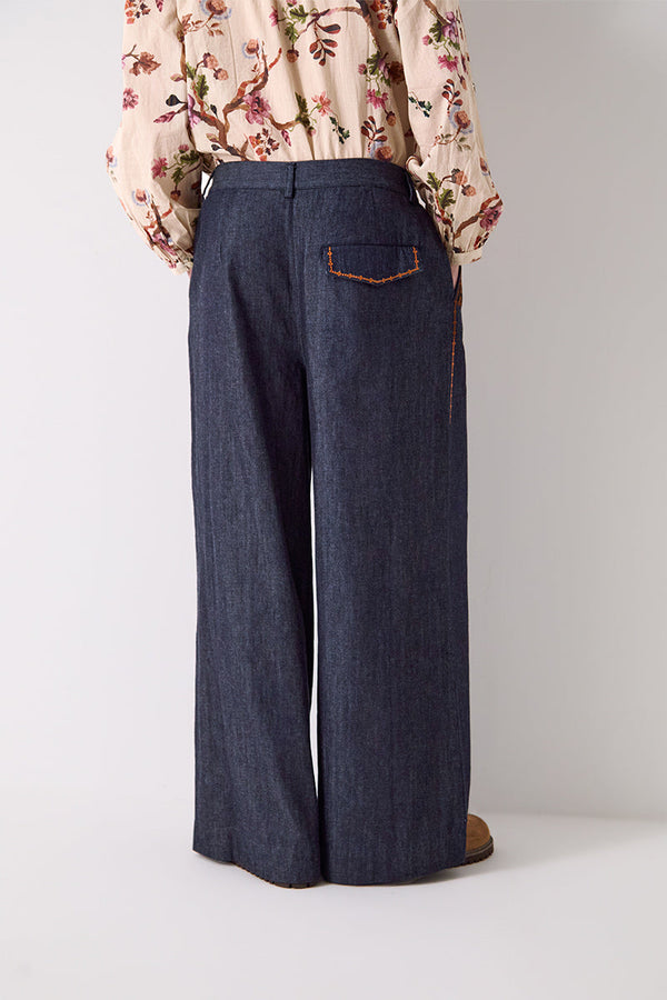 Jayla Denim Embroidered Trousers