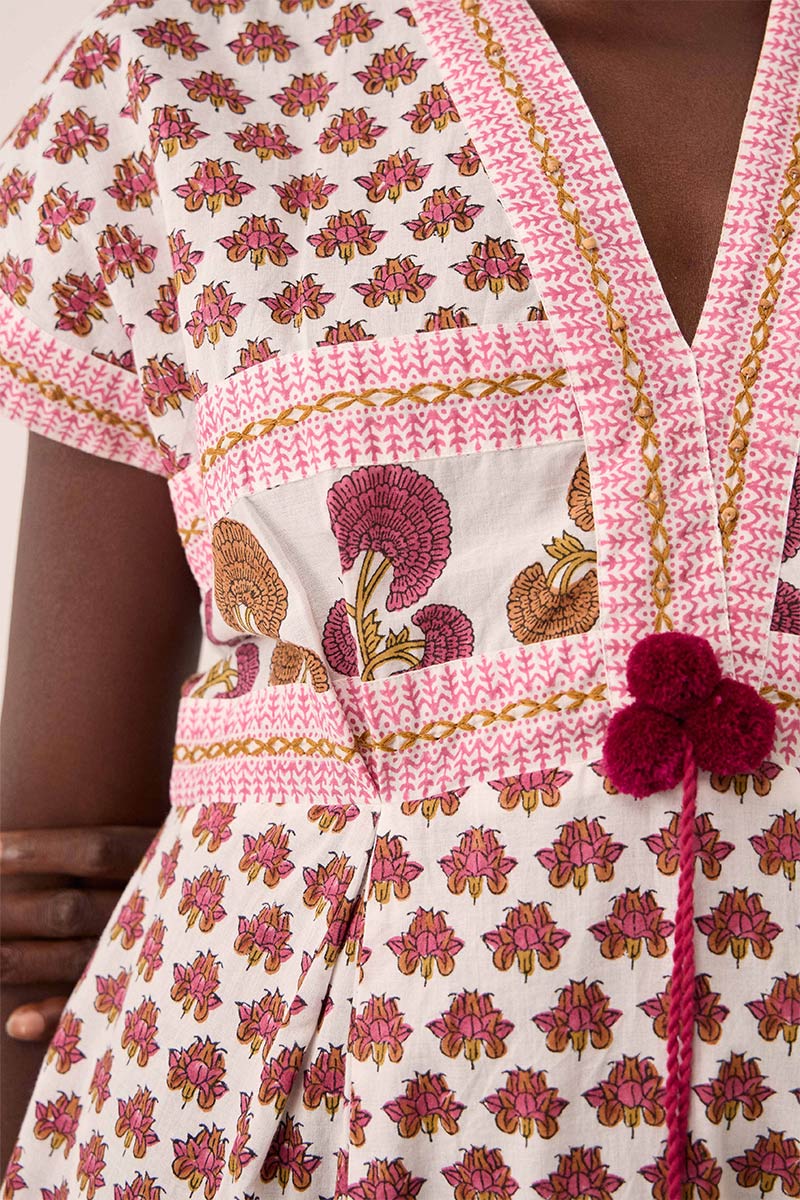 Karmen Hand Woodblock Cotton Dress