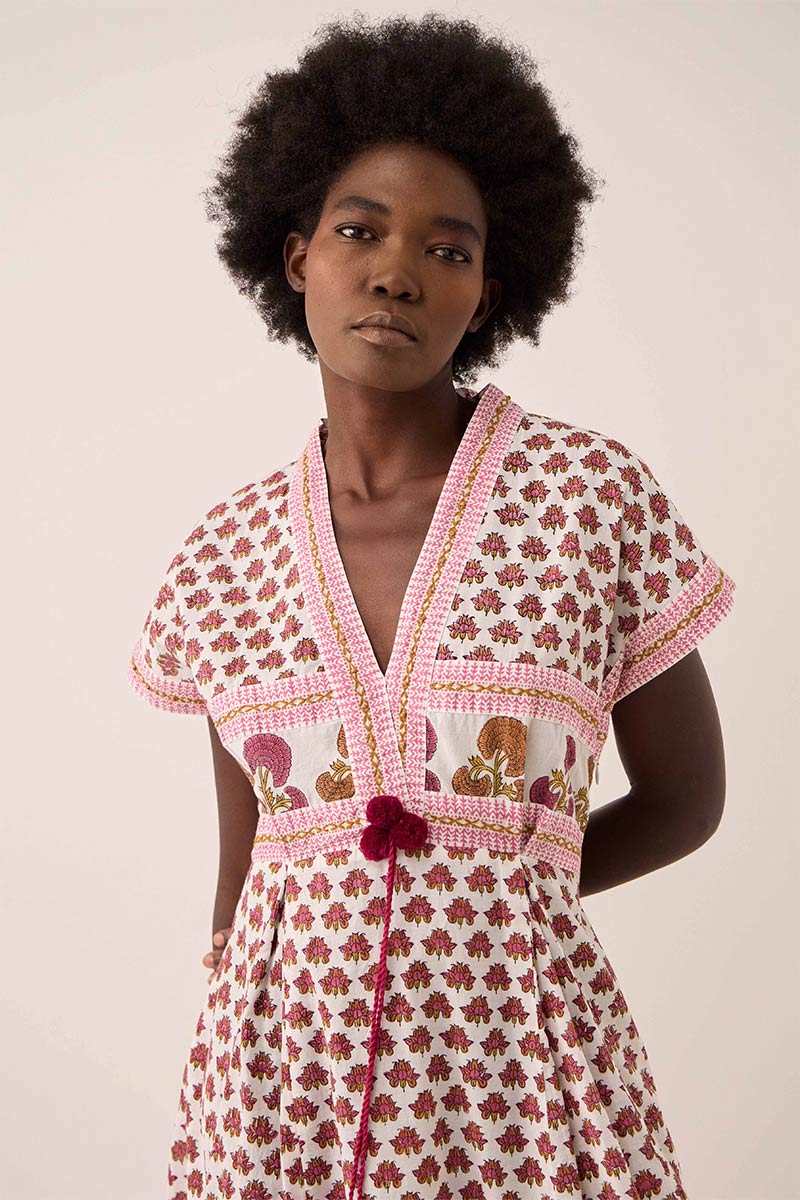 Karmen Hand Woodblock Cotton Dress