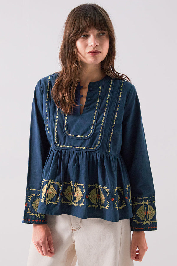 Katie Embroidered Peplum Blouse