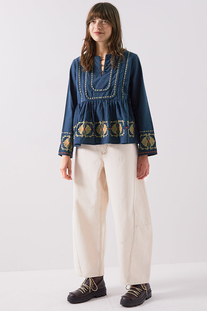 Katie Embroidered Peplum Blouse