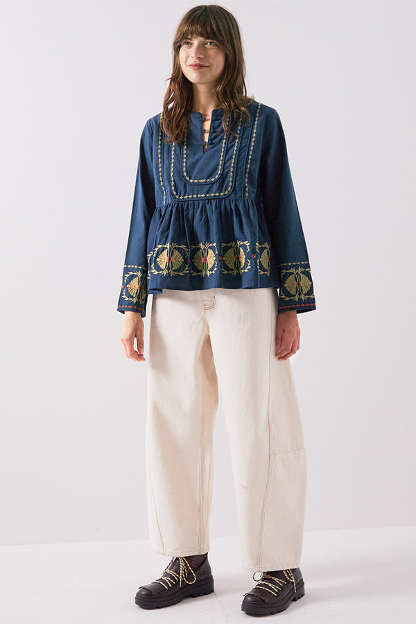 Katie Embroidered Peplum Blouse