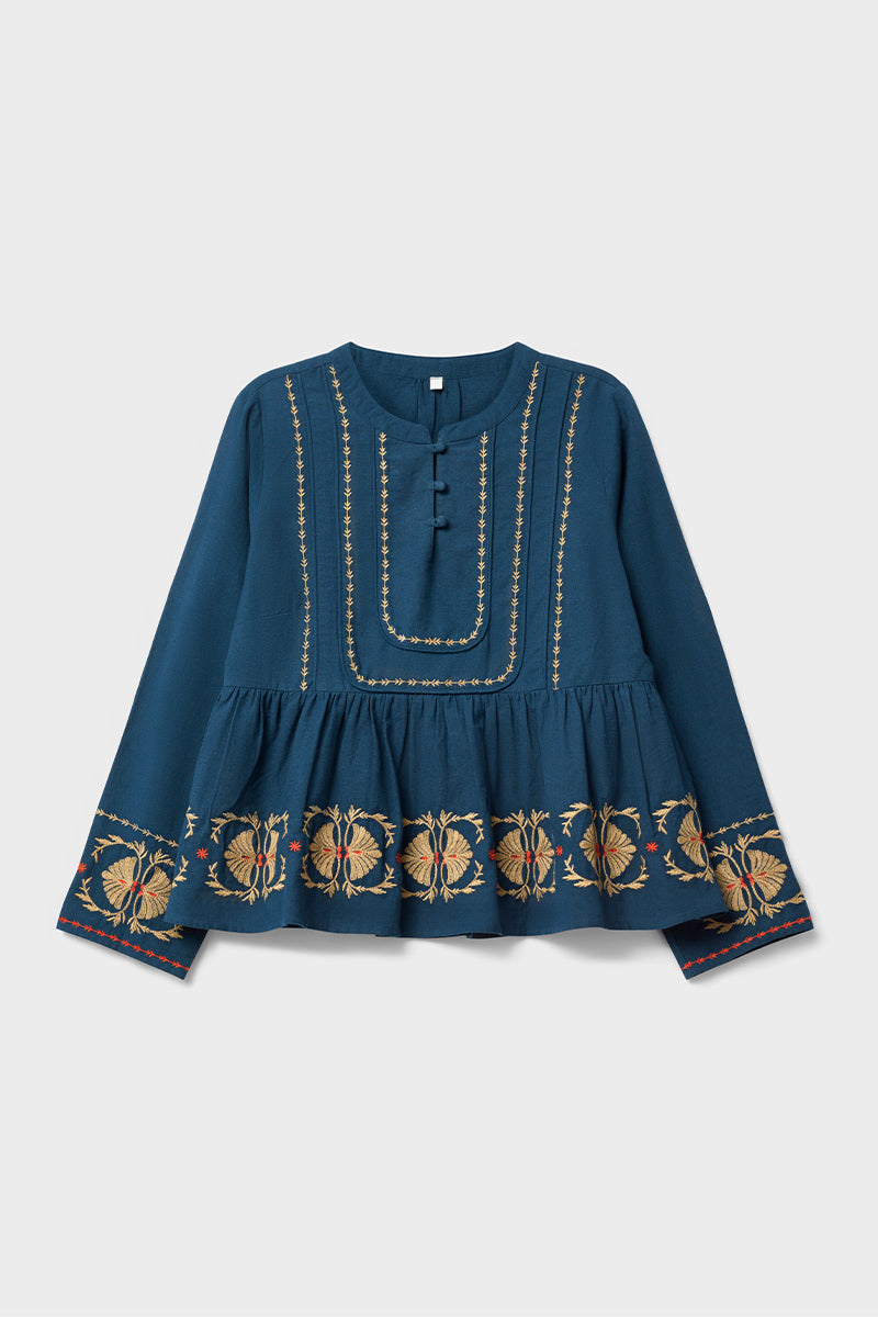 Katie Embroidered Peplum Blouse