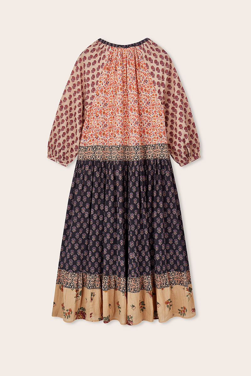 Loran Patch Print Crinkle Cotton Dress