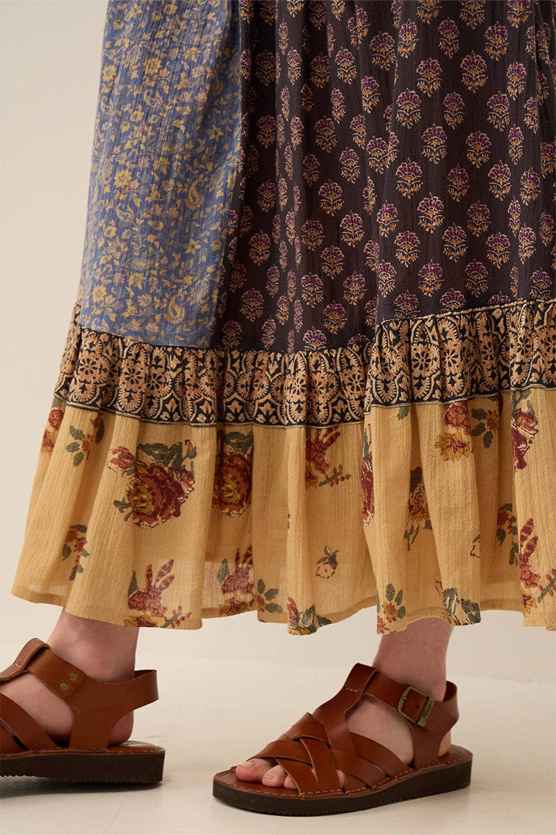 Loran Floral Patch Print Cotton Skirt