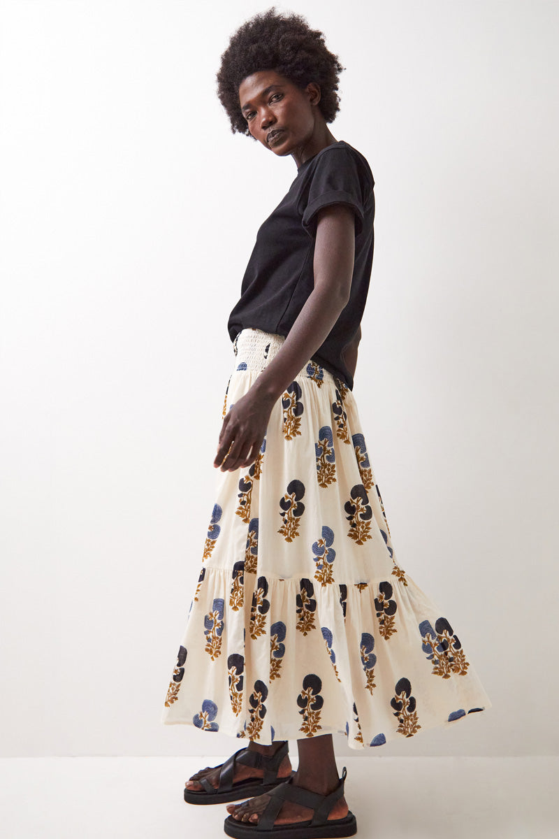 Lucy Tiered Cotton Midi Skirt