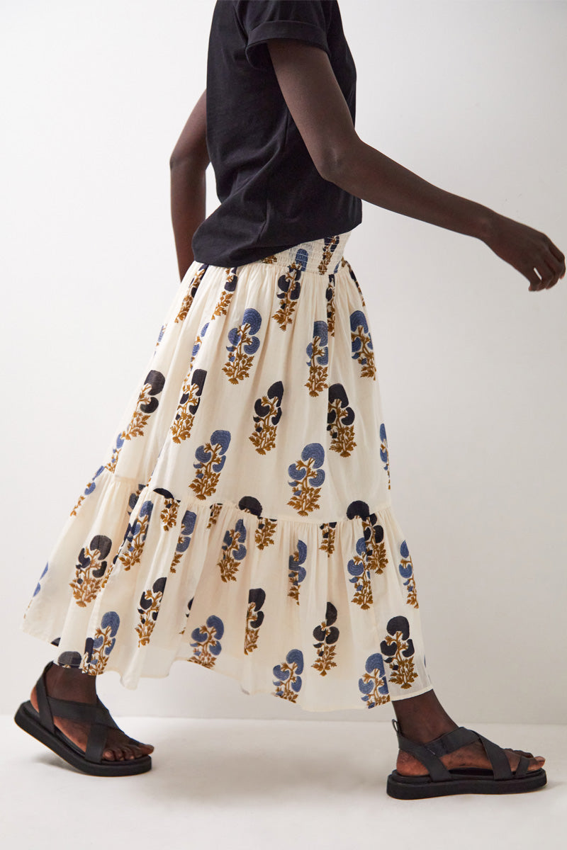 Lucy Tiered Cotton Midi Skirt